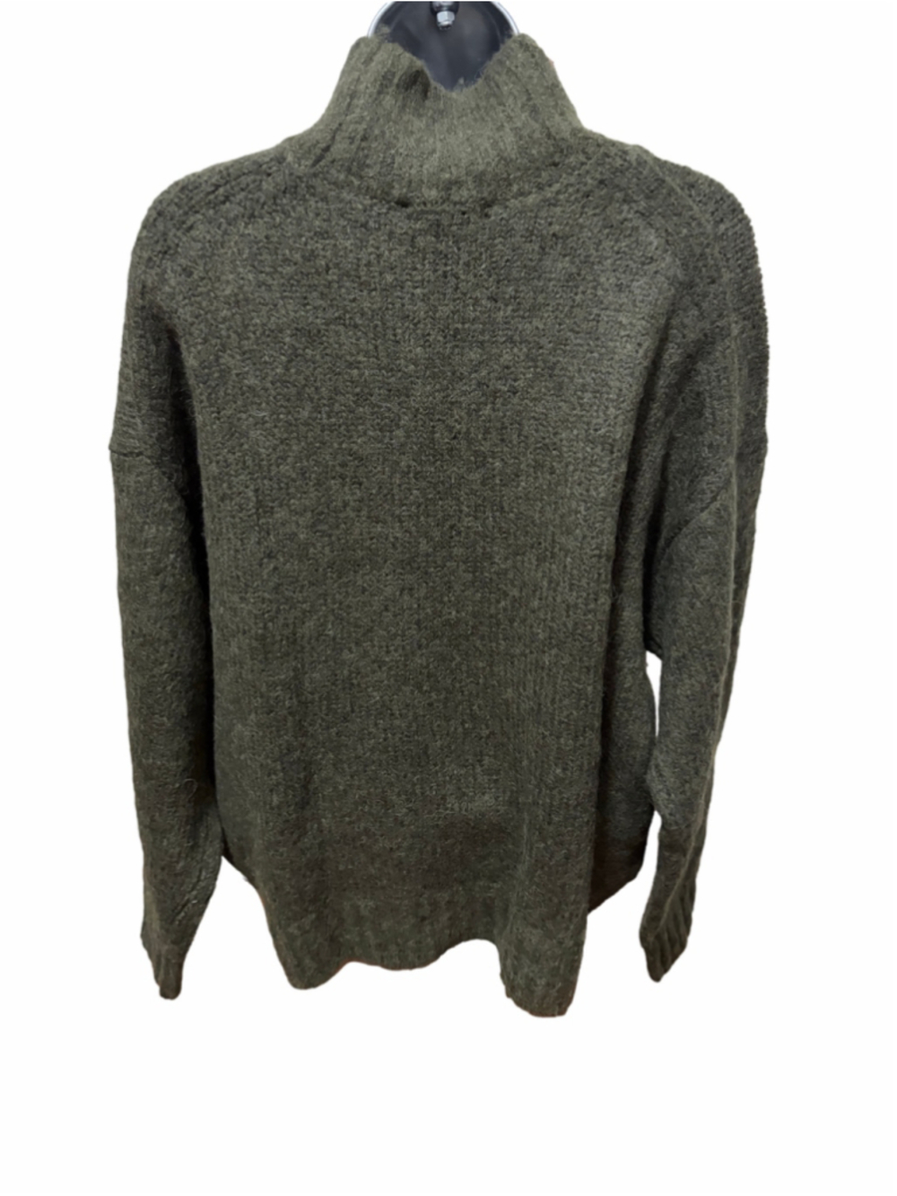 NWOT Madewell Chunky-Knit Alpaca-Blend Turtleneck size medium in dark olive - Picture 5 of 10